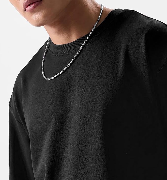 Image of Oversized Baggy Fit Drop Shoulder Half Sleeves Round Neck Solid Pure 100% Cotton T-Shirt for Men (Available in White, Black,Navy Color)