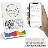 MESSAGENES レビュータップスタンド – 5スタンド NFC + QR for Googleレビュー用 – iPhone&Android対応 – Googleの可視性とランキングを高める – ビジネス、レストラン、チェーン用パック – コンパクトホワイト