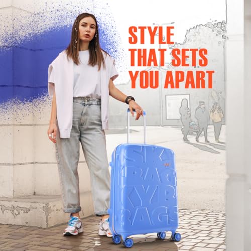 Image of Skybags Graphiq Check-in 66 cm(Medium) Polycarbonate 8 Spinner Wheels Trolley Bags for Travel Hard Case Luggage, Lightweight Bag with TSA Lock & Scratch Resistant with 5 Years Warranty (Persian Blue)
