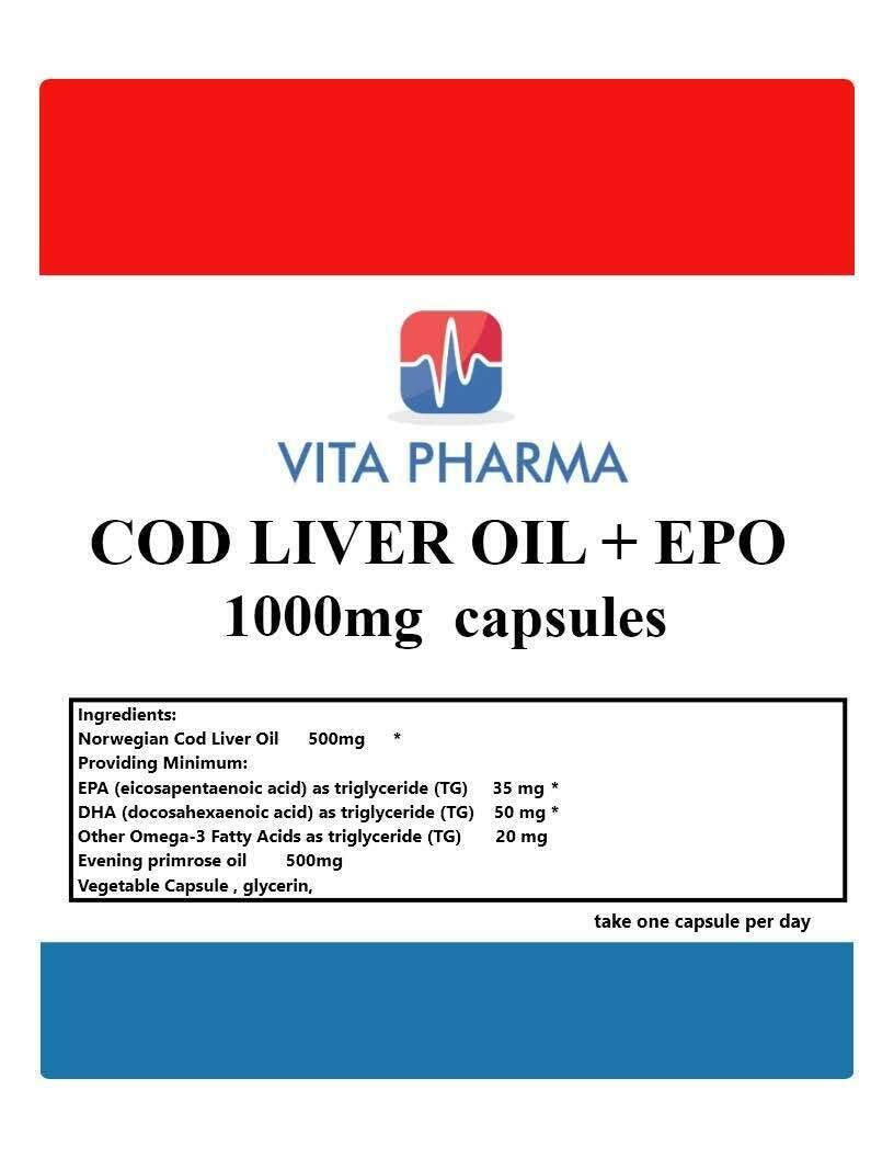 Buy VITA , Supplement, COD Liver Oil 500mg Evening Primrose Oil 500mg