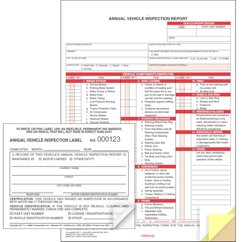 9-MP-50 J.J. Keller Carbon Annual Vehicle Inspection Report with Label - Image 3