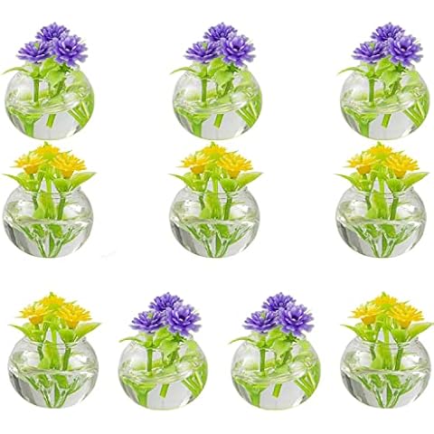 10 Pcs Dollhouse Mini Potted Plants Miniature Hydroponic Flower for Dollhouse Decor Micro Landscape Mini Garden Decorations Cover