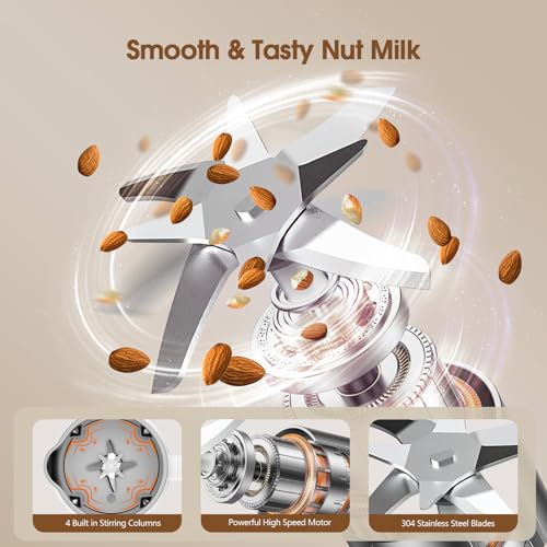 7 in 1 Nut Milk Maker Machine 28oz Automatic Milk Maker for Homemade Coconut, Oat, Soy, Plant-Based Milk, Juice with 18H Delay Start/6H Keep Warm/Self Cleaning (Cream) image 4