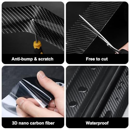 Auto Einstiegsleisten Schutz, 5 cm X 10 m Auto Einstiegsleisten Kohlefaser Aufkleber Auto Schutzfolie Universal Auto Einstiegsleisten Schutz Auto Schutzfolie Einstiegsleisten (Schwarz, 5cm)
