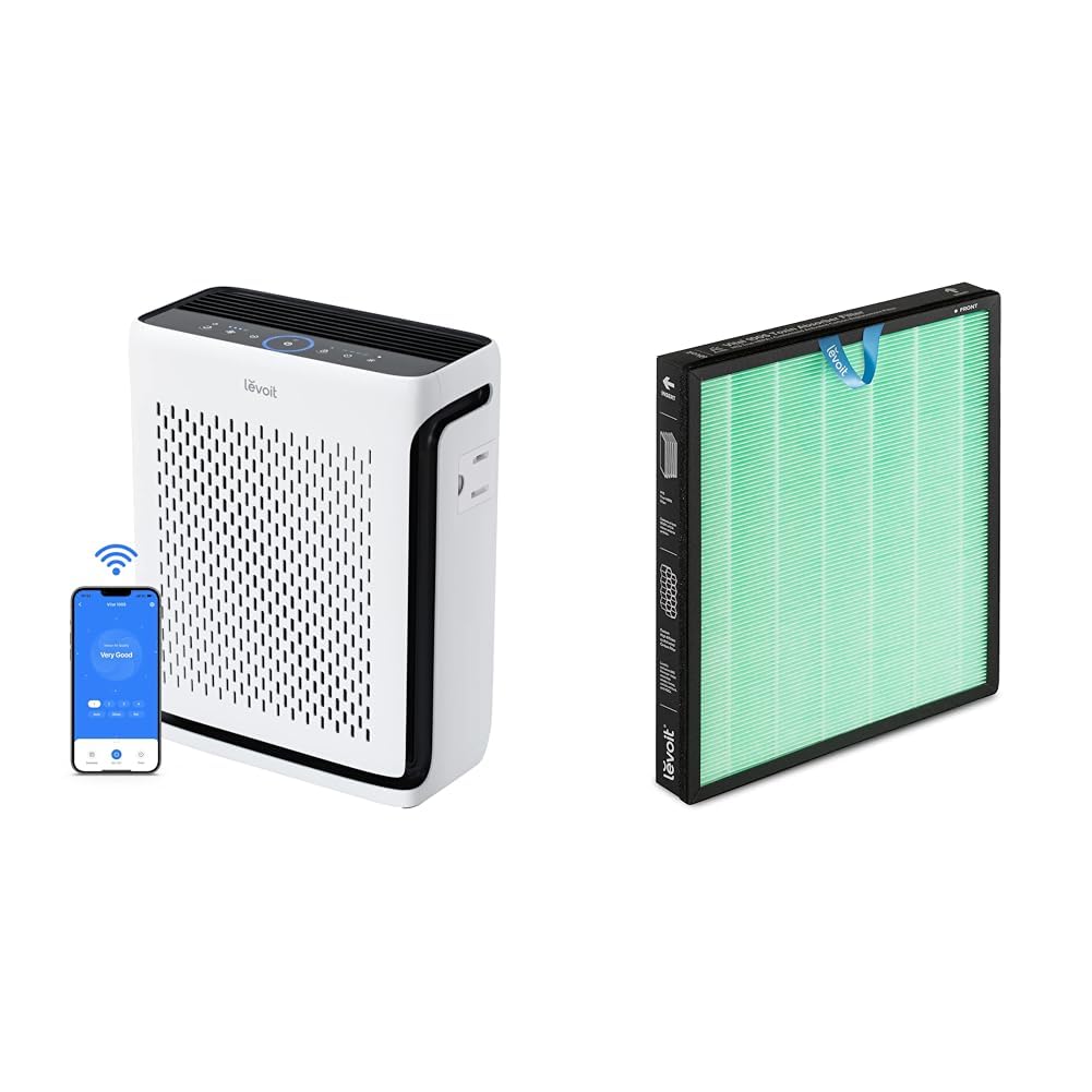 LEVOITAir Purifiers for Home Large Room Bedroom Up to 1110 Ft² with Air Quality and Light Sensors & Vital 100S Air Purifier Toxin Absorber Replacement Filter