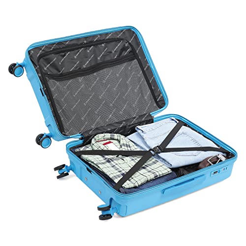 Image of SWISS MILITARY Star Luggage Bag, Textured Hard-Sided Trolley Bag, Cabin Luggage, Overnighter Trolley Bags|Durable ABS Body, Ergonomic 360 Rotatable Wheels, TSA Lock, 20 inches, Sky Blue, 1