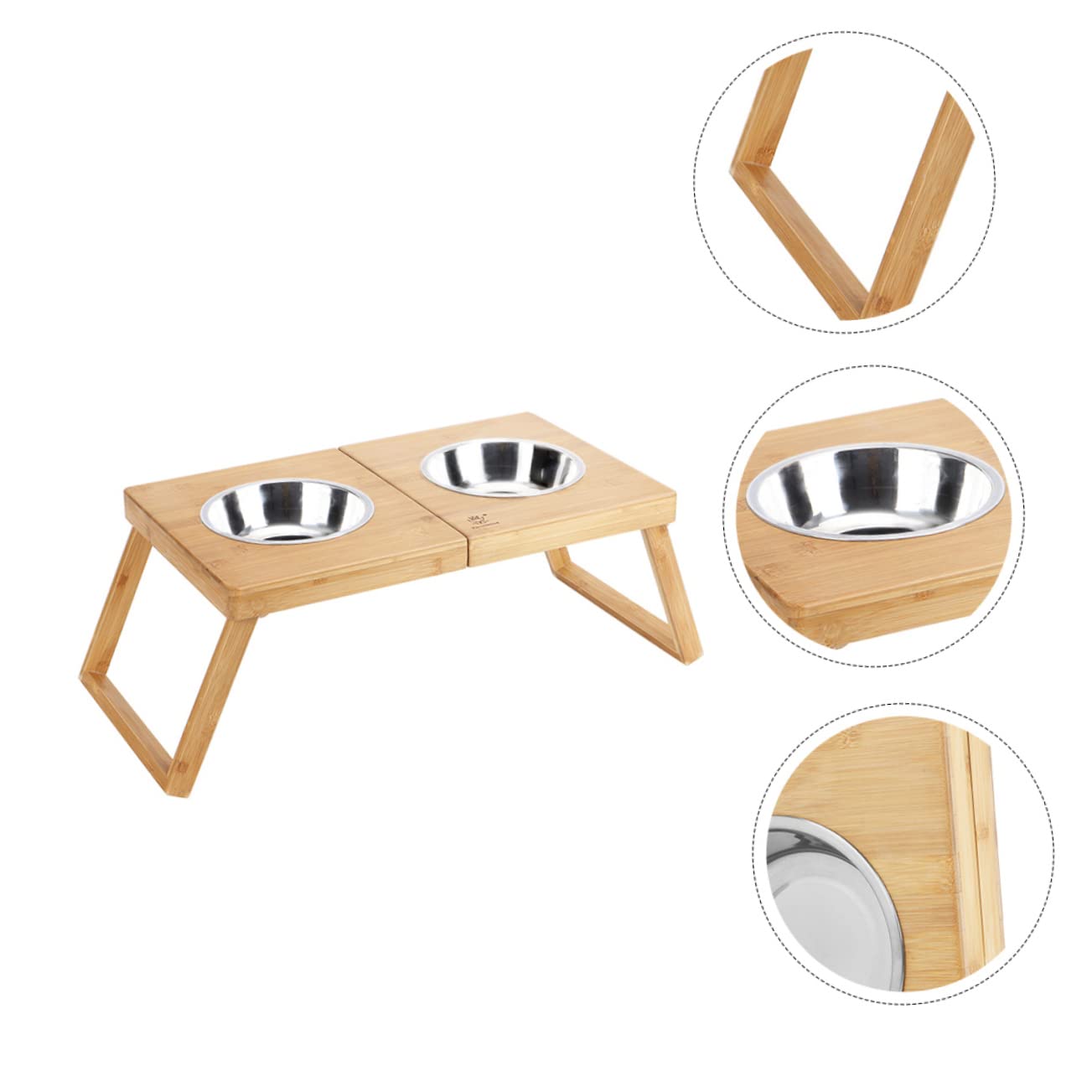 Rejilla para Dos Cuencos para Mascotas Plegable de Acero Inoxidable | Perros y Gatos, Diseño de Doble Tazón, Estructura Abatible, Alimentación Cómoda
