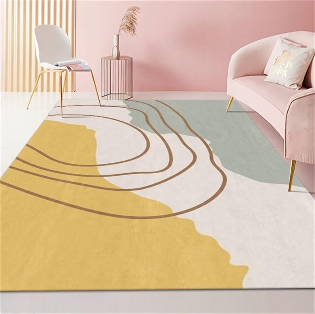 Moquette intérieure jaune et rayée pour illuminer votre salon moderne
