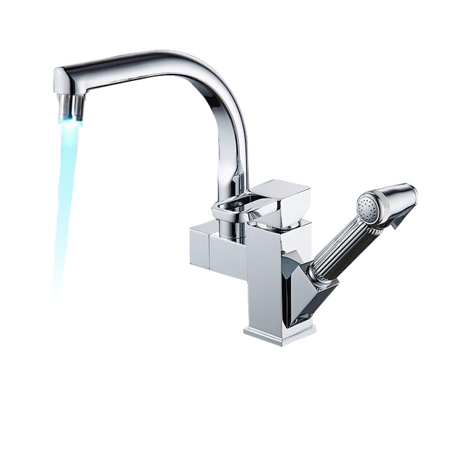 Robinet de cuisine extractible double bec mitigeur chaud froid