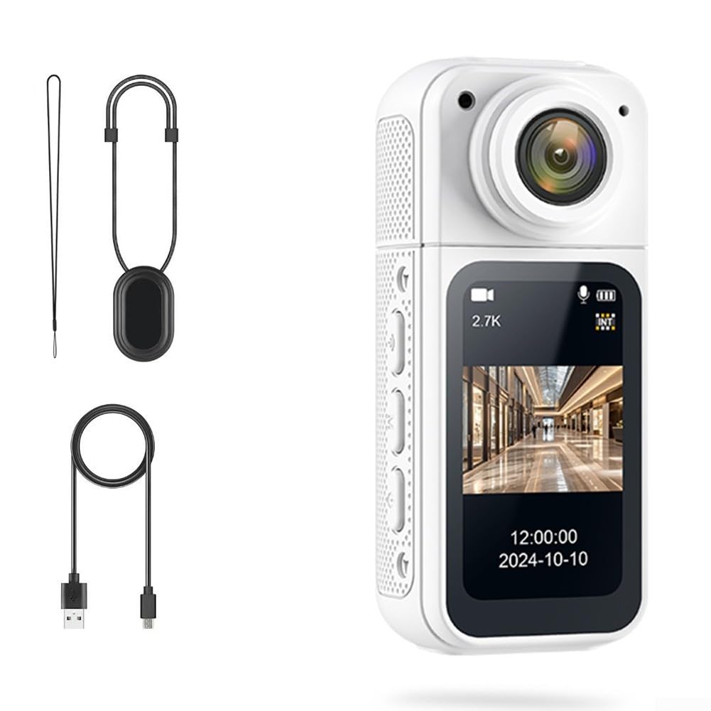 4K Action Camera With 1.47 LCD Display Magnetic Mount Hands-Free POV Recording Mini Body Cam For Vlogging Travel Pet Walking Work Portable Wearable Thumb Size(White)-image-35