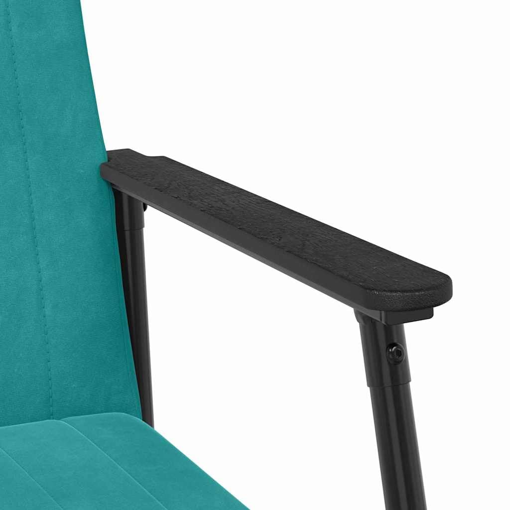 Fotel turkusowy aksamit z ergonomicznym oparciem i podłokietnikami, 59 x 75 x 78 cm, do salonu, sypialni, biura, relaksu, relaksującej pozycji siedzącej i stylowego relaksu