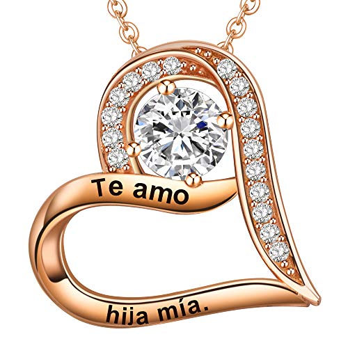LOVORDS Collar Mujer Grabado Plata de Ley 925 Colgante Corazón Regalo Hija