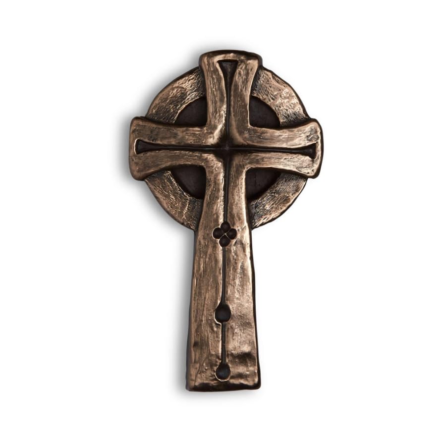 Briomhar Glendalough Large Celtic Cross for Wall - Irish Cross Resin Cast in Bronze Coating Made in Ireland