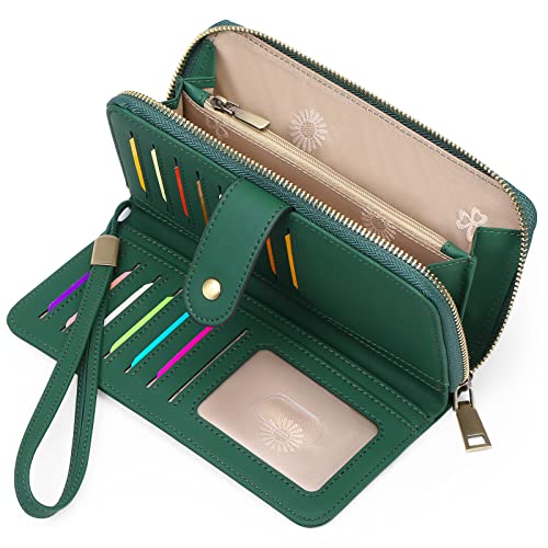 Image of GAEKEAO RFID Leather Wristlet Wallet for Women with Grip Strap