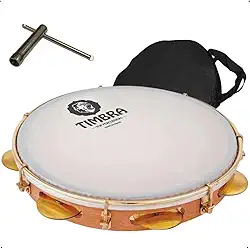 Pandeiro Em Madeira Formica 11 Polegadas Pele Leitosa Com Capa