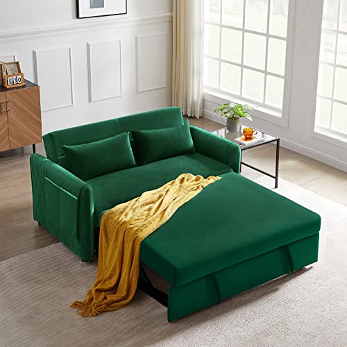Antetek Convertible Sleeper Sofa Bed, 55-inch 3 in 1 Velvet ...