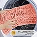 ACCUMTEK Upgrade Extra Large Coral Bathroom Rug Set 3 Pieces Ultra Soft, Thick Absorbent Bath Mats, Non Slip Chenille Toilet Mat for Bathroom, Bedroom, Kitchen