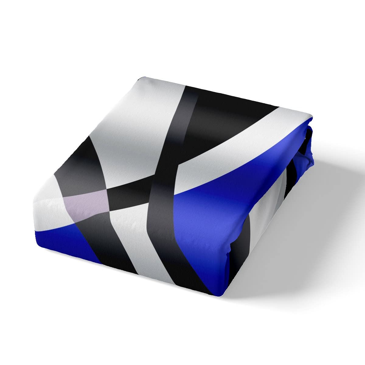 Juego de sábanas abstractas azules y blancas con bolsillo profundo, juego de sábanas geométricas circulares de remolino, juego de sábanas de rayas retro, juego de ropa de cama geométrico moderno, jue