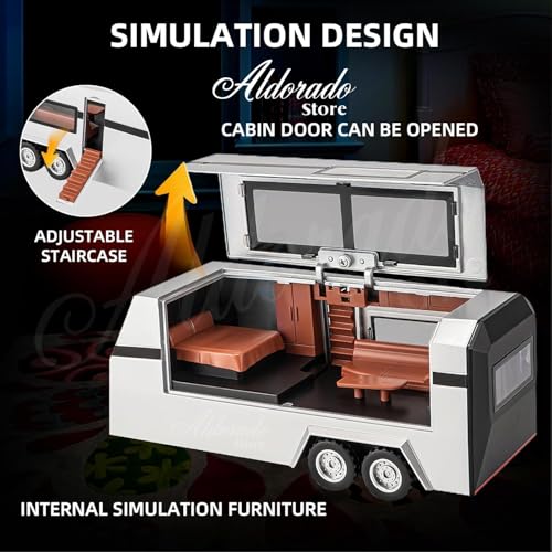 Image of 1:32 Tesla Cybertruck with Pickup Trailer Alloy Car Model Scale Diecast Metal Off-Road Vehicles Truck Model Sound and Light Kids (Colour As Per Stock)