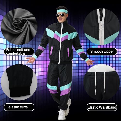 80s Track Suit for Men Women 90s Retro Windbreaker Suit 80s 90s Outfit Men Women 80s Tracksuit for Couples Neon Wind Suit4