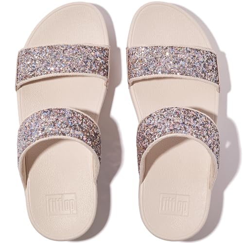 Image of FitFlop Women's Lulu Multi-Tonal Glitter Slides | Padded Slip-On Sandals w / Ergonomic Triple-Density Microwobbleboard Midsole