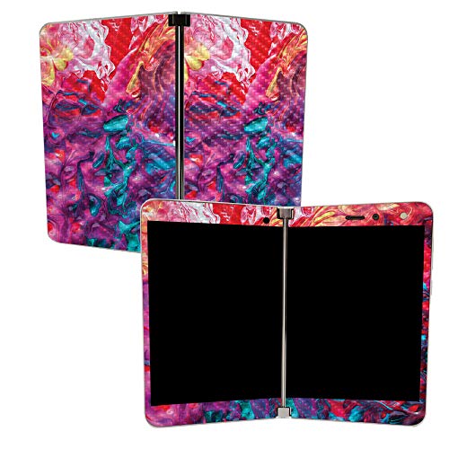 Image of MIGHTY SKINS MightySkins Carbon Fiber Skin for Microsoft Surface Duo - Paint Party | Protective, Durable Textured Carbon Fiber Finish | Easy to Apply, Remove, and Change Styles | Made in The USA