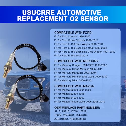 Sensor de oxígeno 2 piezas Usucrre compatible con Ford miniatura 2