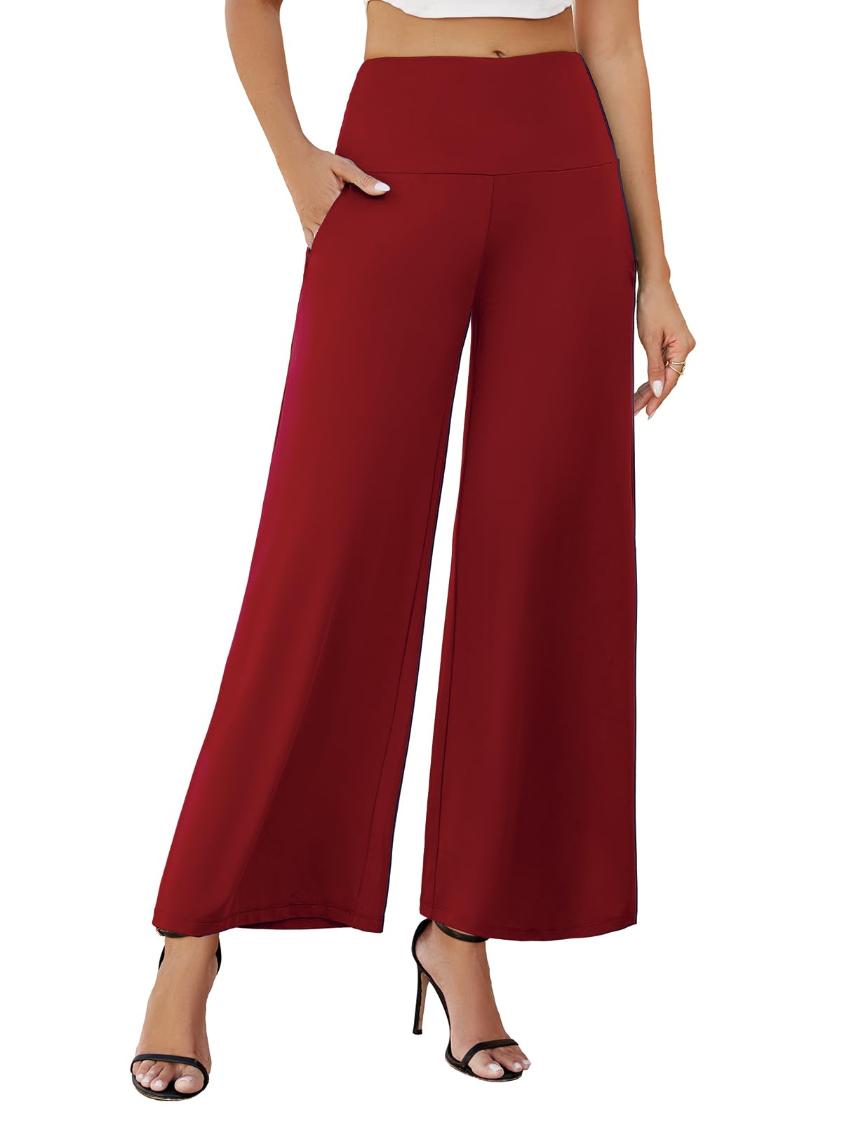 Arolina Women's Stretchy Wide Leg Palazzo Lounge Pants with Pockets Casual Comfy High Waist Palazzo Pants for Women Dressy
