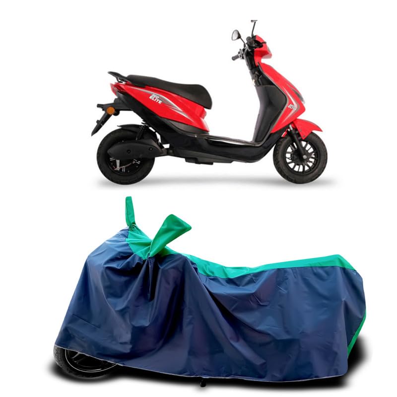 Image of DUFFEL-Two Wheeler Bike Cover Compatible for Ampere REO Elite Heat Protectio /UV-Rays /Birds Dropping /DustProof /Waterproof Indoor Outdoor and Parking Full Protection All Variants [Green Patta]