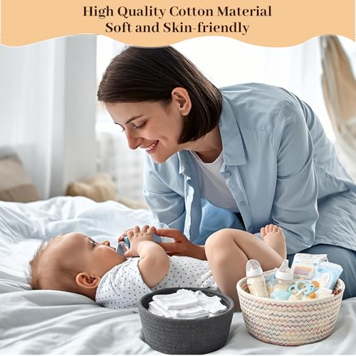 TXXATX 3 Stück Aufbewahrungskorb Geflochten Baumwollseil Körbe Aufbewahrung Weiß Aufbewahrungskörbe Stapelbare Korb Geflochten Körbchen Aufbewahrung für Wohnzimmer Schlafzimmer Lagerung Deko