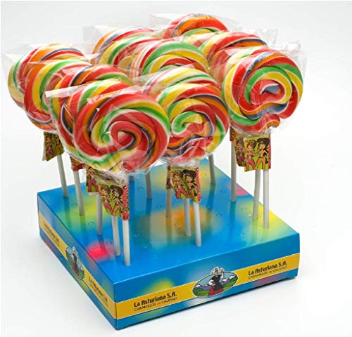 Piruleta Artesana Luna La Asturiana - Espectacular piruleta multicolor, 100% artesana y calidad gourmet, sin gluten, en cajas de 40 unidades de 50 gramos cada una (2.000 gramos)