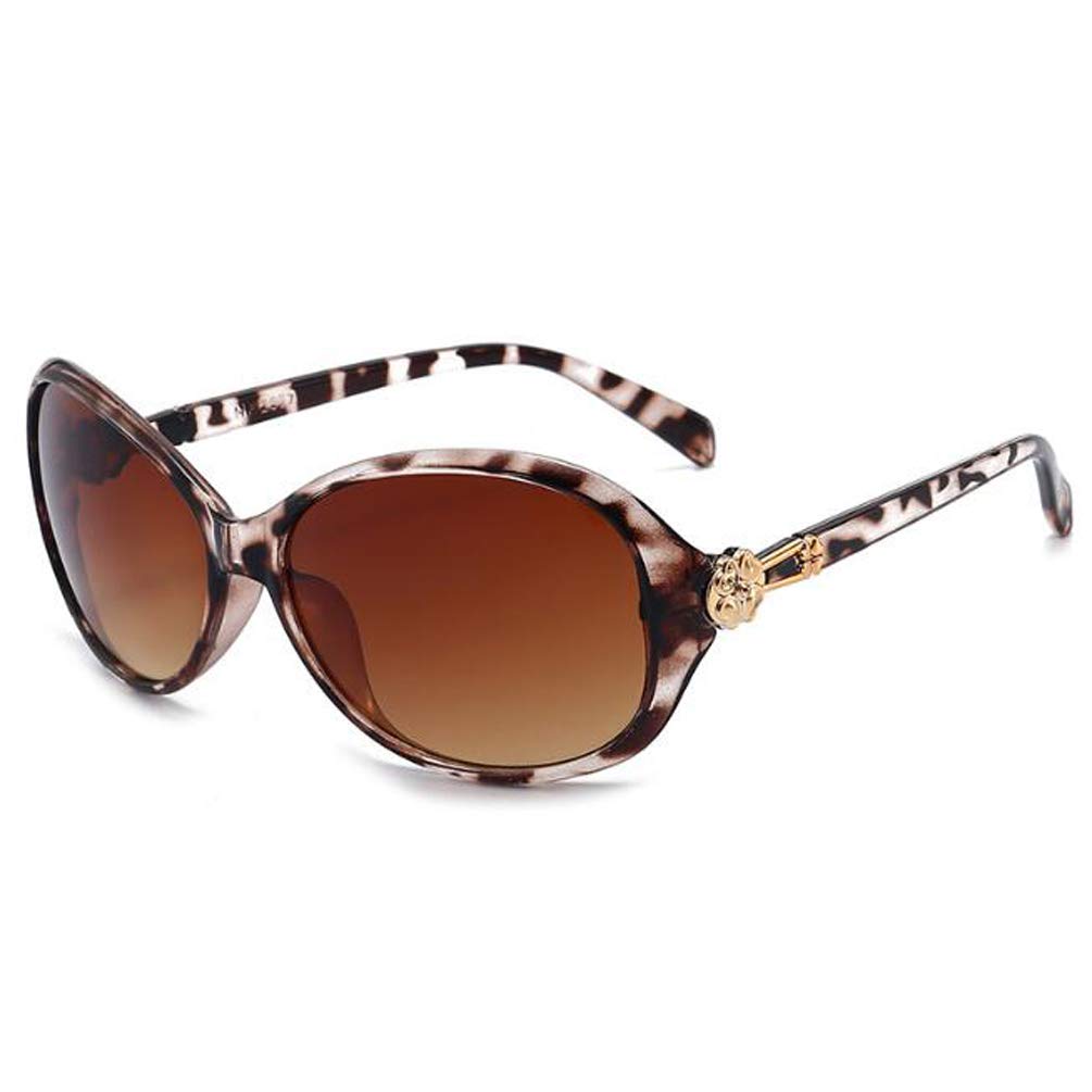Fashion Ladies Oval UV Protection Sunglasses Flower Diamond Sunglasses Tortoiseshell Frame Double Tea Flakes