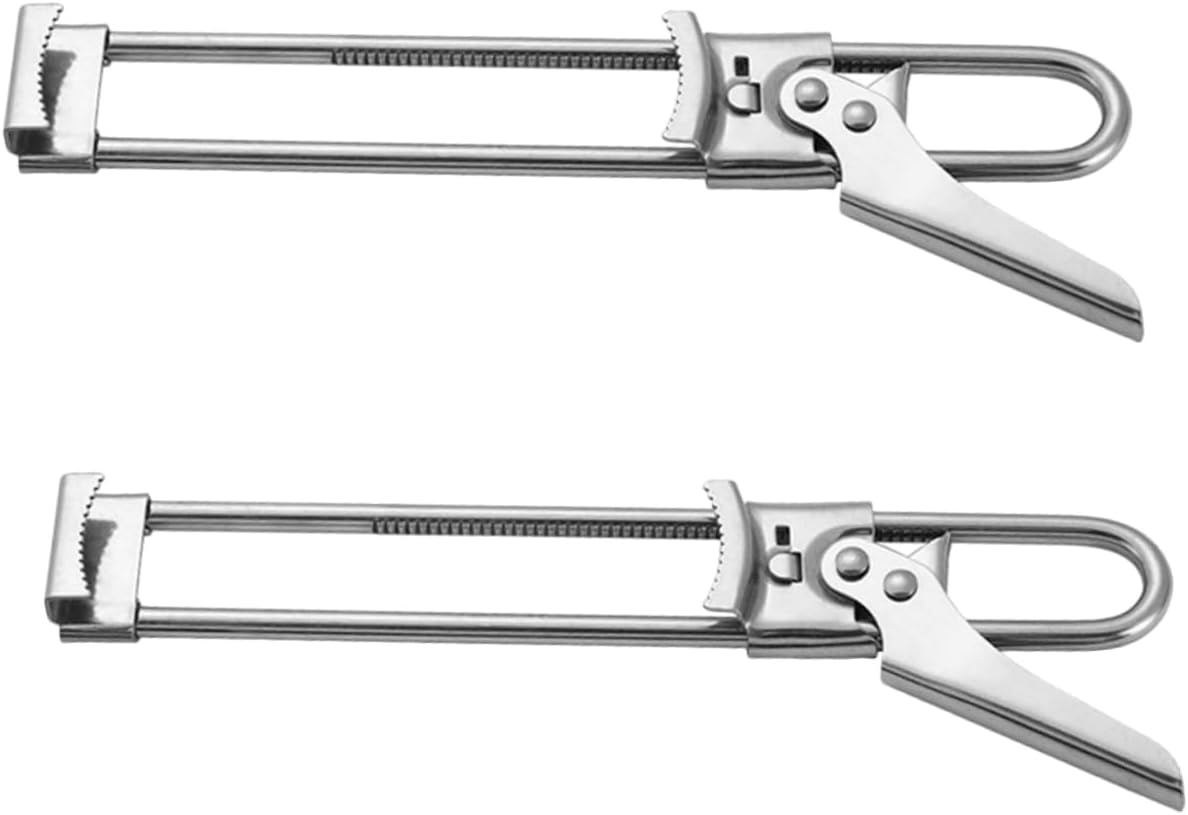 2pcs Adjustable Stainless Steel Can Opener Manual Kitchen Tool for Easy Lid Removal Lightweight Resistant for Home and Camping Use