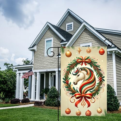 Image of BlissYard Christmas Fantasy Horse Garden Flag 12x18 Inch Polyester