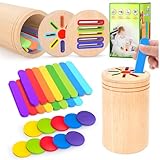 AIZIYUO Montessori Toys for Toddlers,Wooden Learning Color Shape Sorting Toy for Baby,2-in-1 Wood Stick Coin Educational Fine Motor Developmental Sensory Matching Games, Girl for Boy Child Gifts