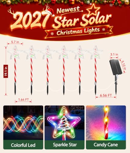 KOOPER Christmas Decorations Outdoor, Solar Star Tree Pathway Lights, 6Pack - image 7