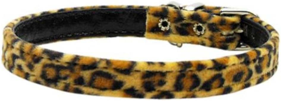 Mirage Pet Products 3/8-Inch Width Plain Animal Print Collar for Pets, 12-Inch, Leopard