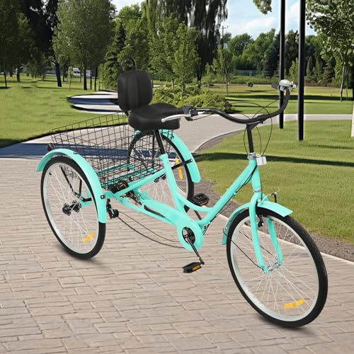 Ecoggeder 7-Gang-Dreirad 24-Zoll 3 Räder Fahrrad V-Bremse Vorne Haltebremse Hinten Cityfahrrad für Erwachsene mit Einer Körpergröße von 5,25 bis 5,91 Fuß – Bild 6