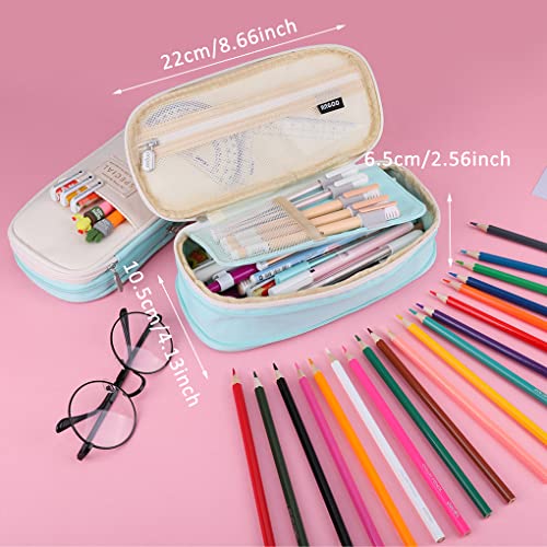 Image of Oyachic Big Capacity Pencil Case Telescopic Pencil Pouch Zipper Pen Bag Canvas Markers Organization Makeup Bag Box Pencil Holder Office Supplies