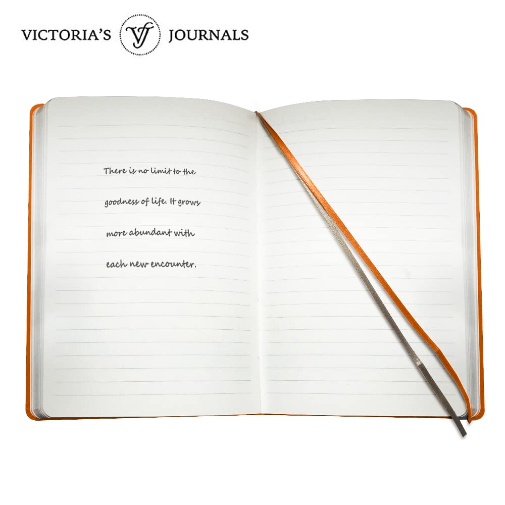 Victoria's Journals Günlük, suni deri, vintage, sert kapak, çizgili not defteri, eski moda seyahat günlüğü, A5, boyut 14,5 x 20,5 cm, turuncu