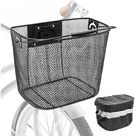 ANZOME Fahrradkorb vorne, 15L Volumen Lenkerkorb mit Regenschutz Klicksystem und Schnellbefestigung Cover