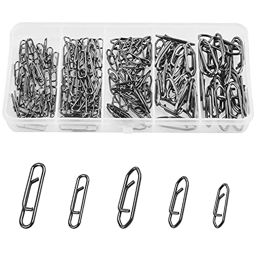 Power Fishing Clips Kit,155pcs High Strength Fishing Snaps Clips Lure Fast Change Snaps Stainless Steel Speed Clips Connector for Freshwater Saltwater Bass Pike
