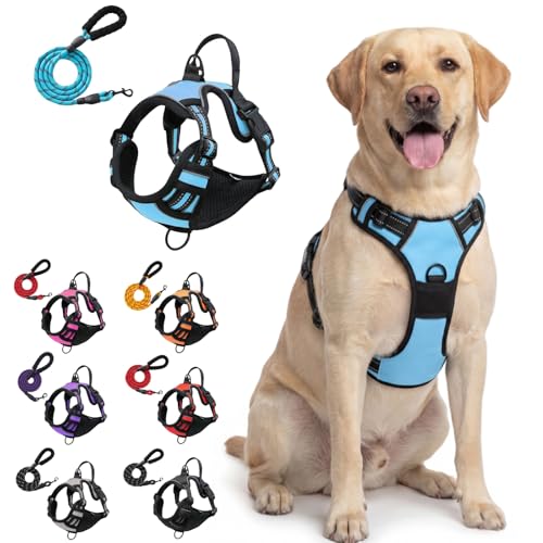 Anti-ZIEH-Geschirr Anti-Zieh Hundegeschirr mit Brustclip vorne und Rückenclip hinten verstellbar mit Griff atmungsaktives Mesh reflektierend für kleine und große Hunde