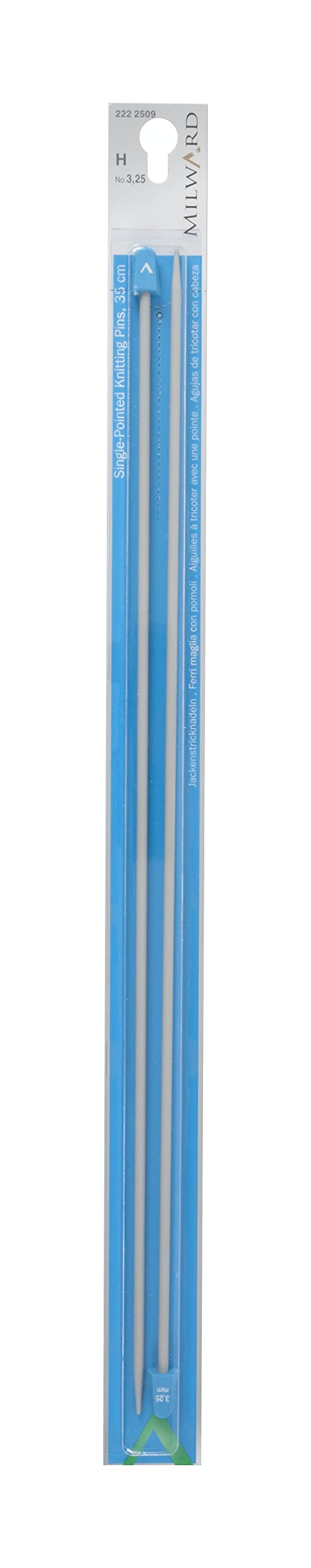 MILWARD 2222509 Single Point Knitting Needles, 35cm, Silver Grey, 3.25mm