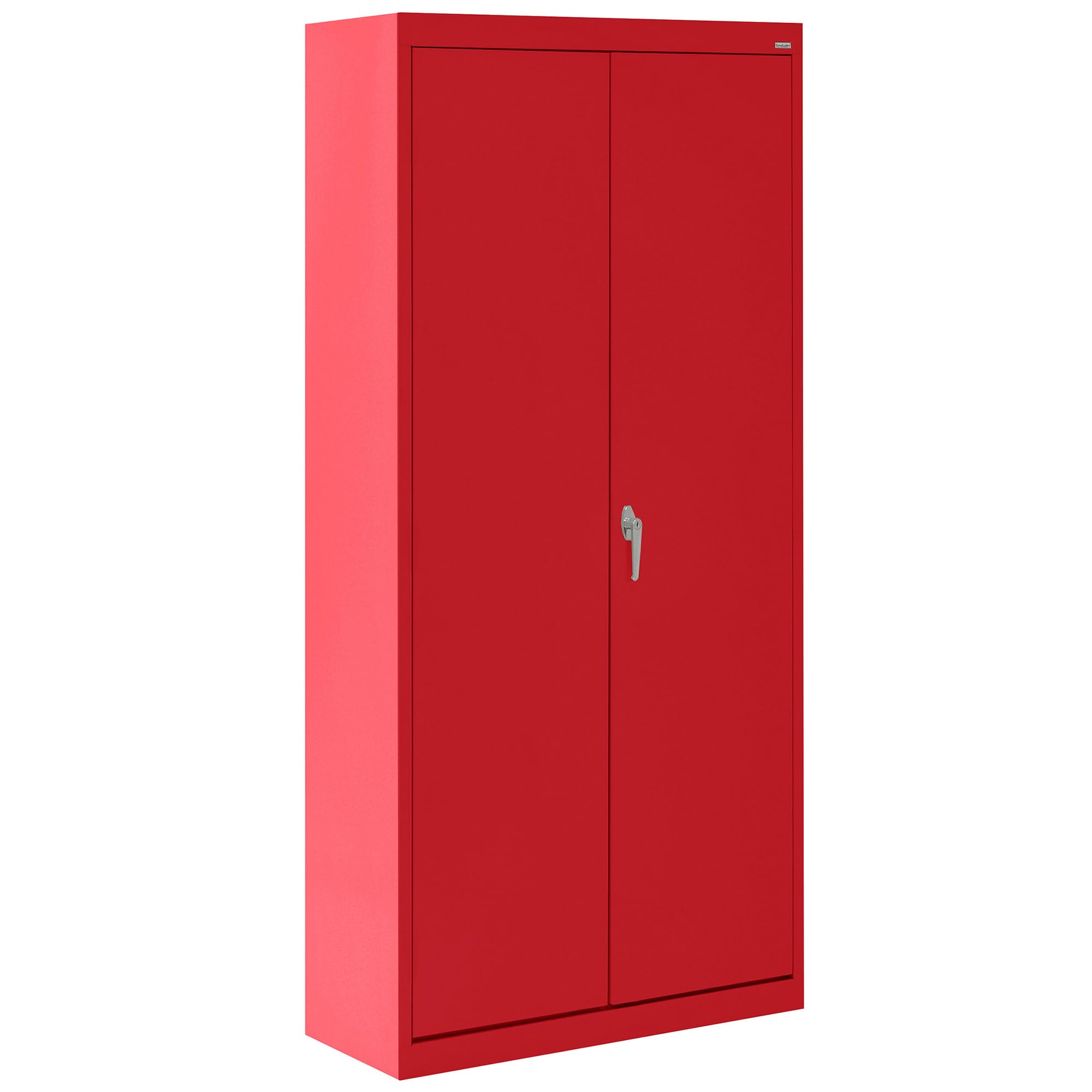 Sandusky Lee VF31301872-01 Value Line Metal Storage Cabinet with 3 Fixed Shelves and Locking Handle, 150lb Capacity, 18" Depth x 30" Width x 72" Height, Red