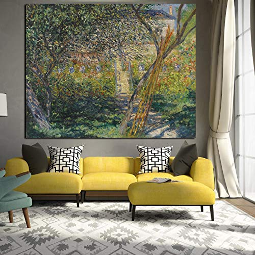 Toile Monet Jardin au Paysage peinture HD affiche photo salon 60x80 cm