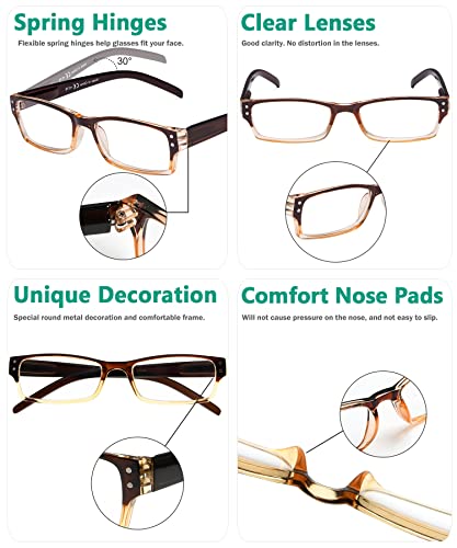 Image of Eyekepper Reading Glasses Women 3.00, Readers for Men, 4 Pack Brown
