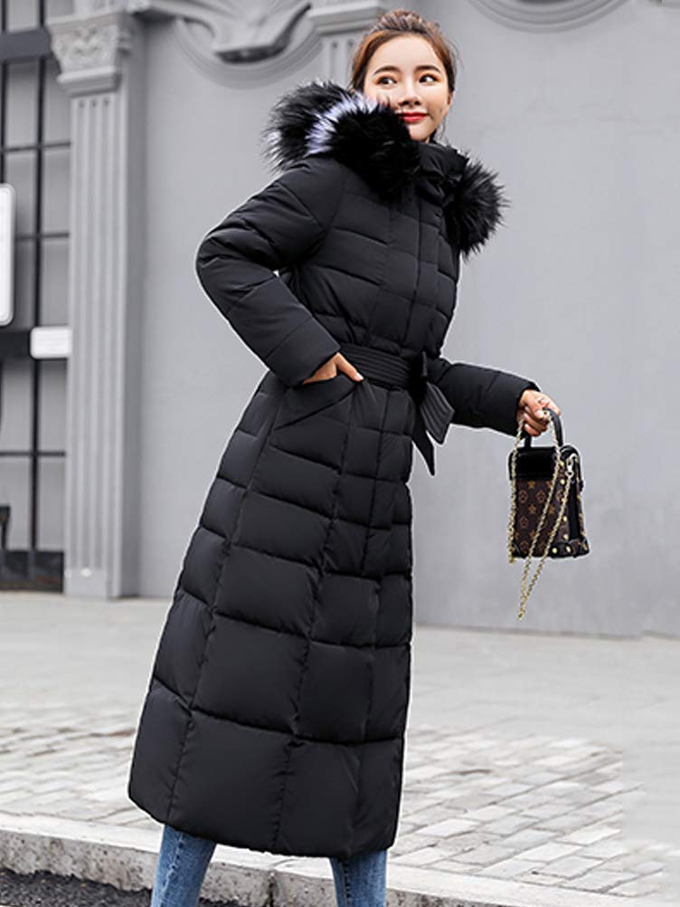 Earnmore Abrigos Mujer Chaquetas de Pluma Largo Acolchado Chaqueta con Capucha Casual Parka Slim Fit Abrigos de Invierno Largas Abrigos de Plumas para Mujer
