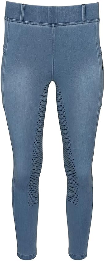 Equine Couture Ladies Denim Full Seat Silicon Tights with Phone Pocket