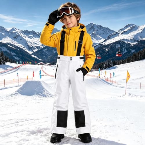 YRAETENM Snow Pants Kids Waterproof Adjustable Insulated Ski Bib Overalls - image 2